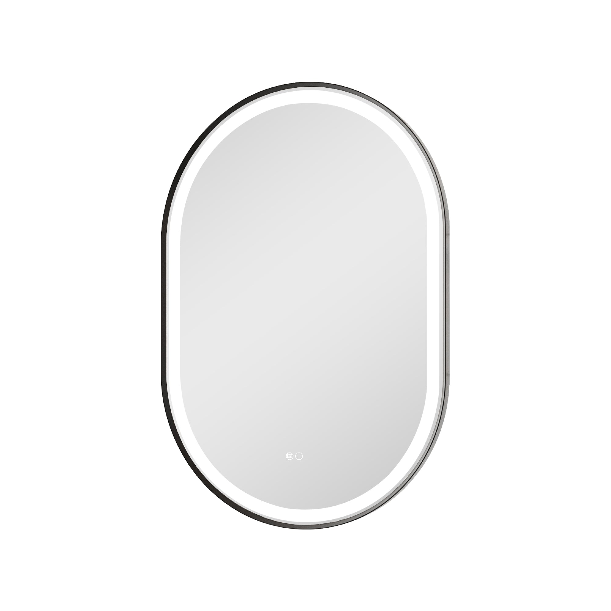 24 in. W x 36 in. H Oval Framed LED Wall-Mounted Bathroom Vanity Mirror Matte Black