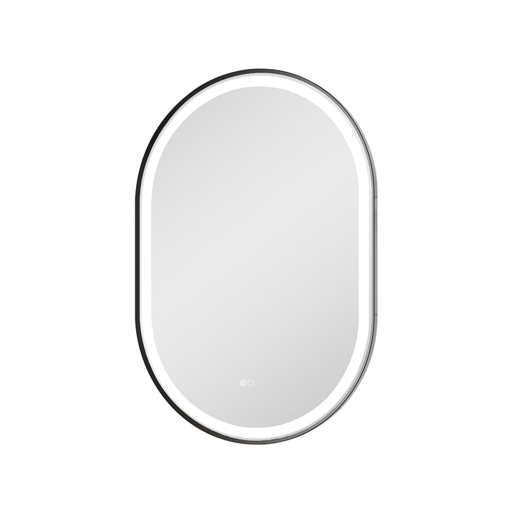 24 in. W x 36 in. H Oval Framed LED Wall-Mounted Bathroom Vanity Mirror Matte Black