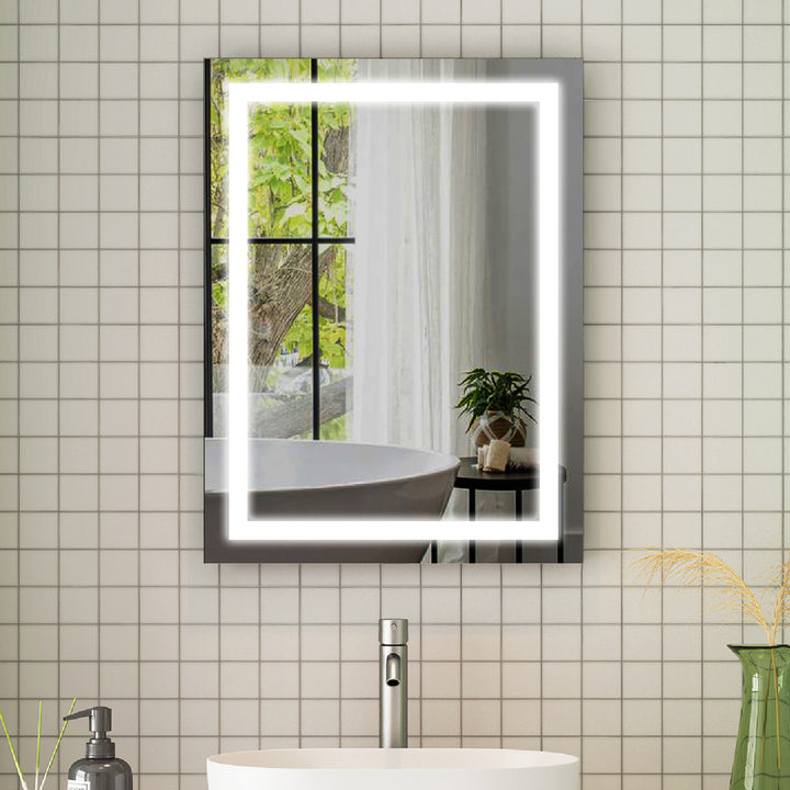 24 in. W x 32 in. H Rectangular Frameless Anti-Fog LED Light Bathroom Vanity Mirror in Aluminum