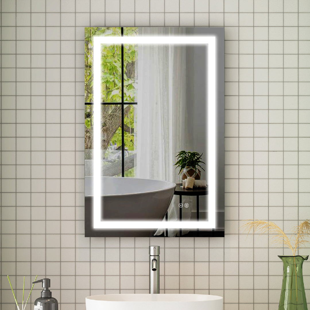 24 in. W x 36 in. H Rectangular Frameless Anti-Fog LED Light Bathroom Vanity Mirror in Aluminum