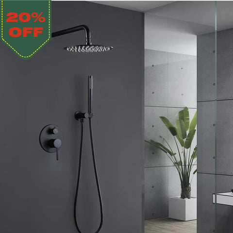 10 inch 1-Spray Patterns with 1.5 GPM Wall Mounted Dual Shower Heads in Matte Black (Valve Included)