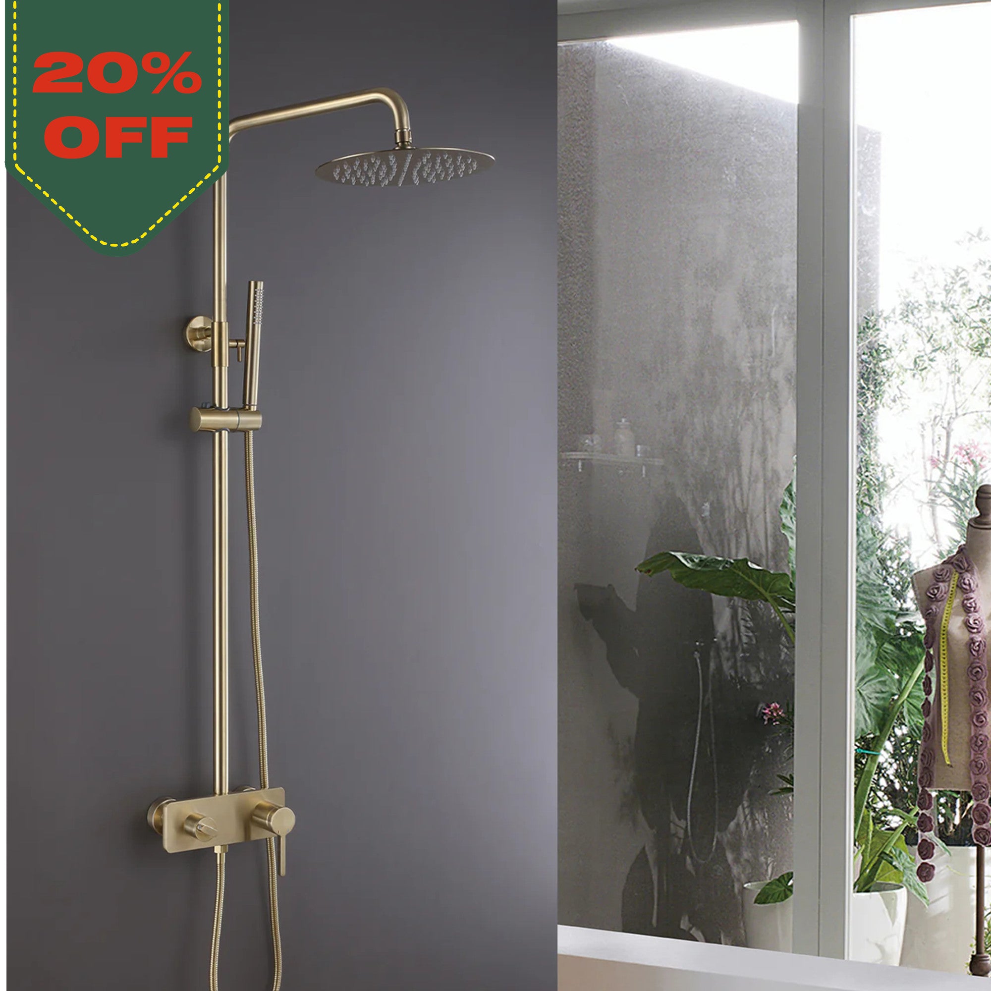 Wall Mount 3-Function Complete Shower System with Rough-In Valve