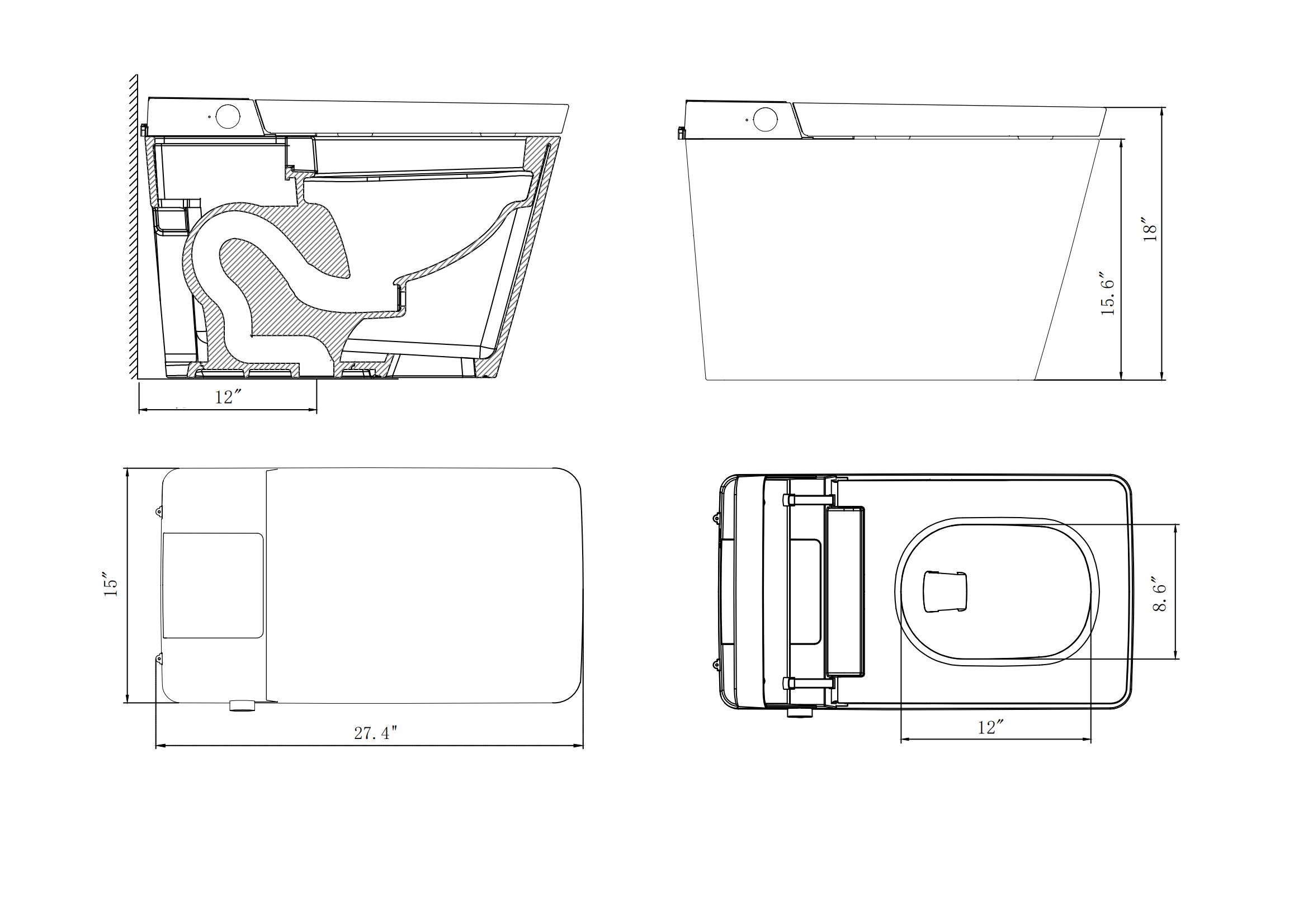 High Tech Toilet Size