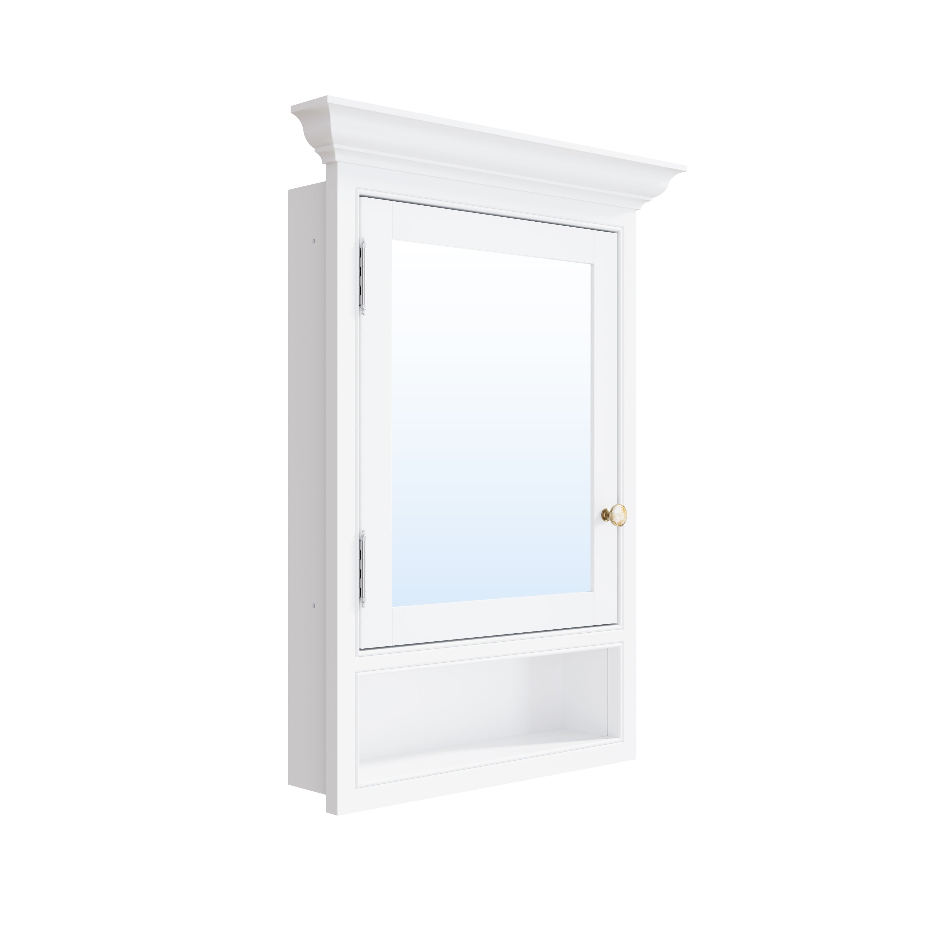 24 in. W x 32 in. H Recess Mount Bathroom Wood Medicine Cabinet with Mirror in White