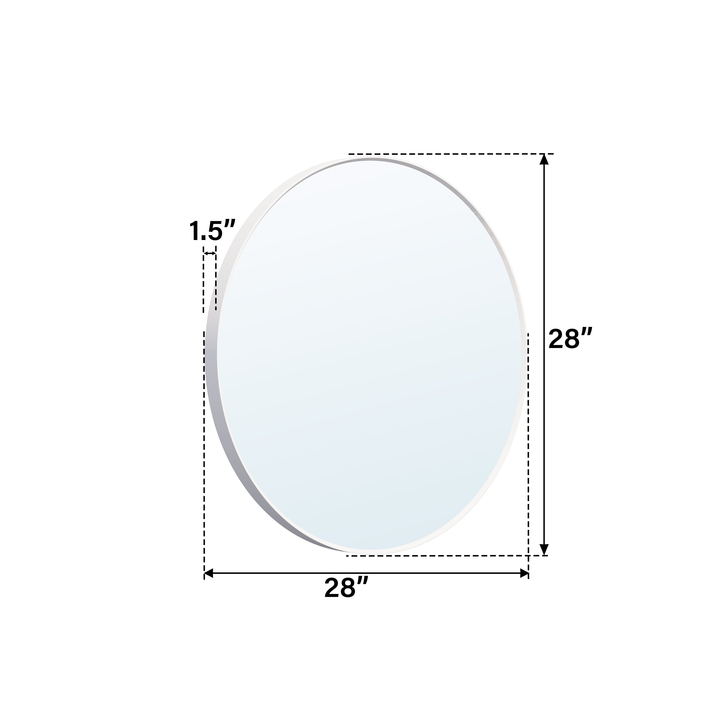 28 in. W x 28 in. H White Modern Bathroom Mirror Round Framed Aluminum Wall Mirror