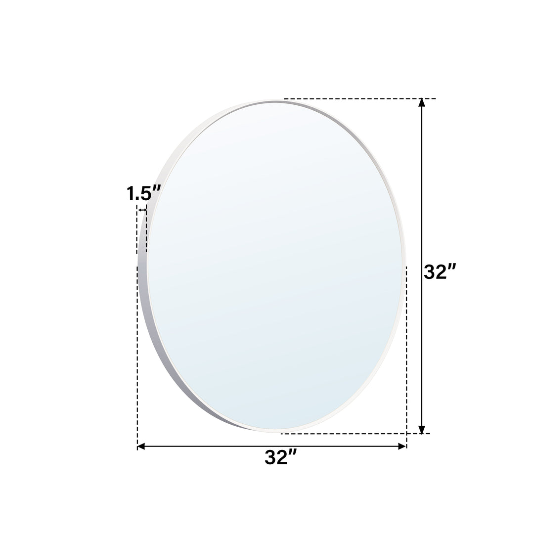 32 in. W x 32 in. H White Modern Bathroom Mirror Round Framed Aluminum Wall Mirror