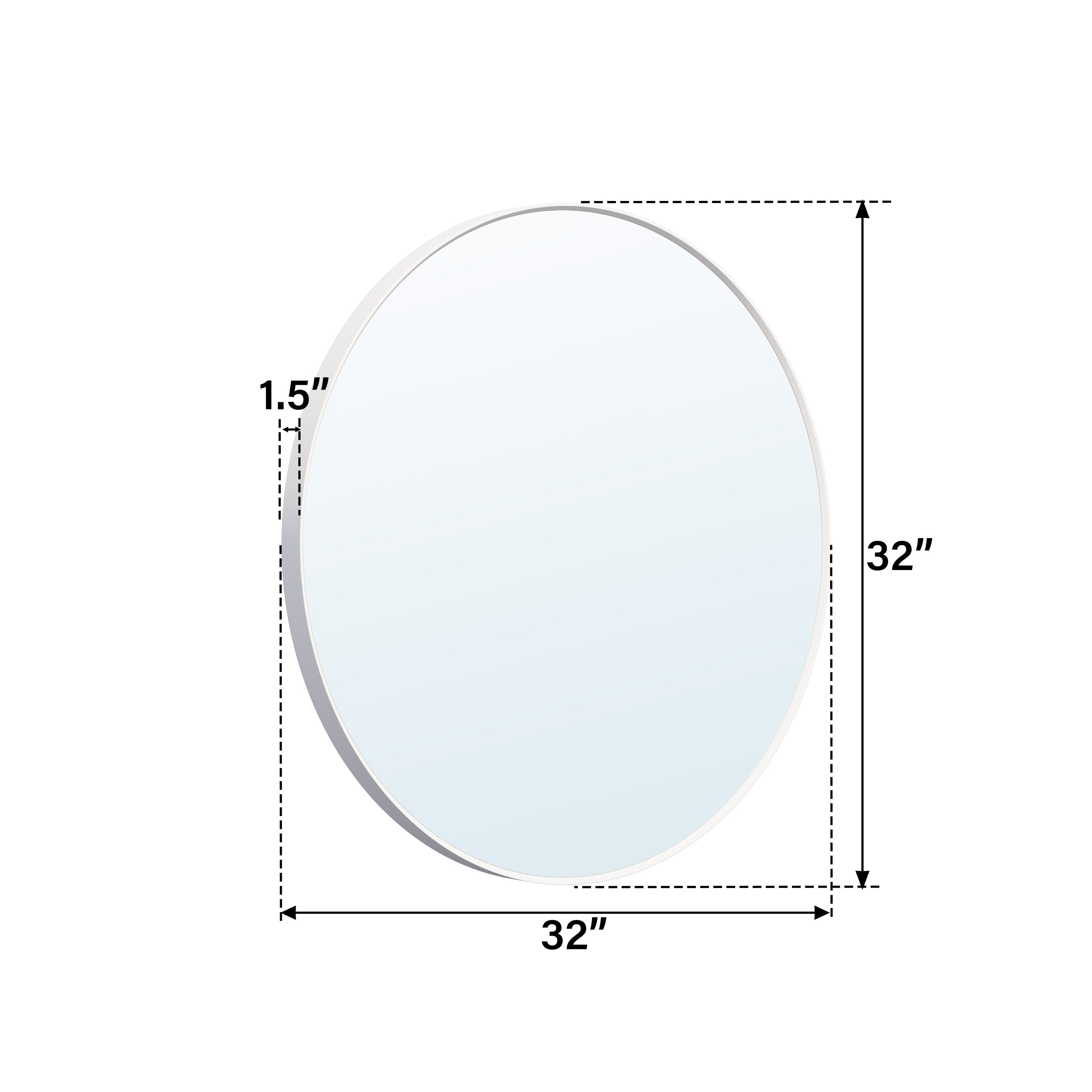 32 in. W x 32 in. H White Modern Bathroom Mirror Round Framed Aluminum Wall Mirror