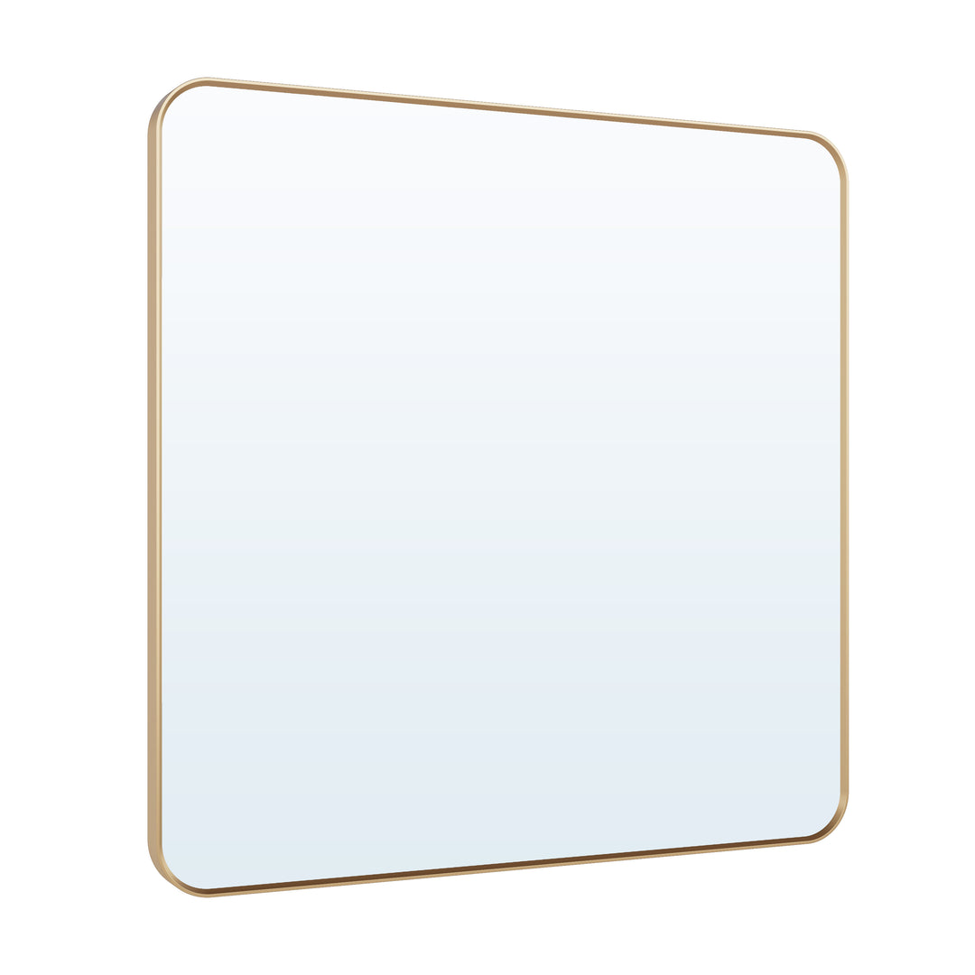 36-in W x 36-in H Brushed Gold Rectangular Framed Bathroom Vanity Mirror