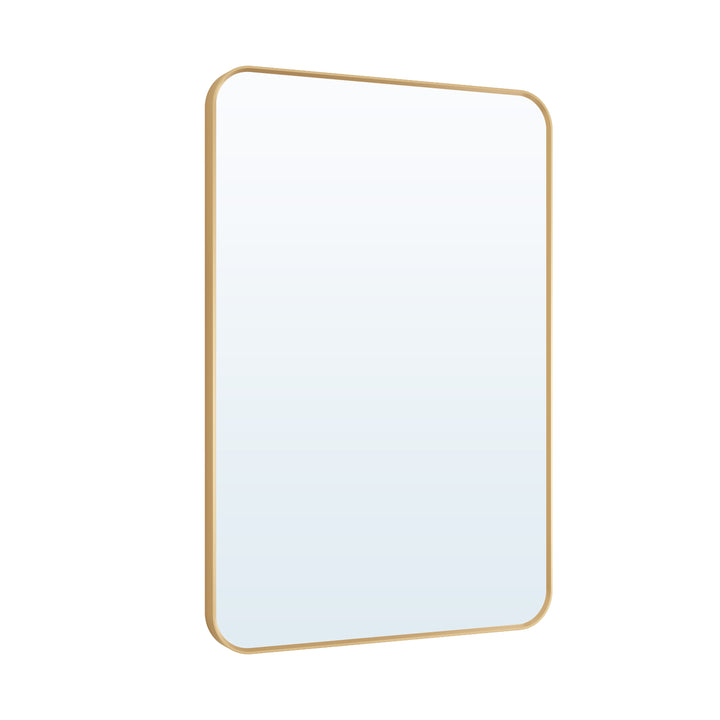 24-in W x 36-in H Brushed Gold Rectangular Framed Bathroom Vanity Mirror