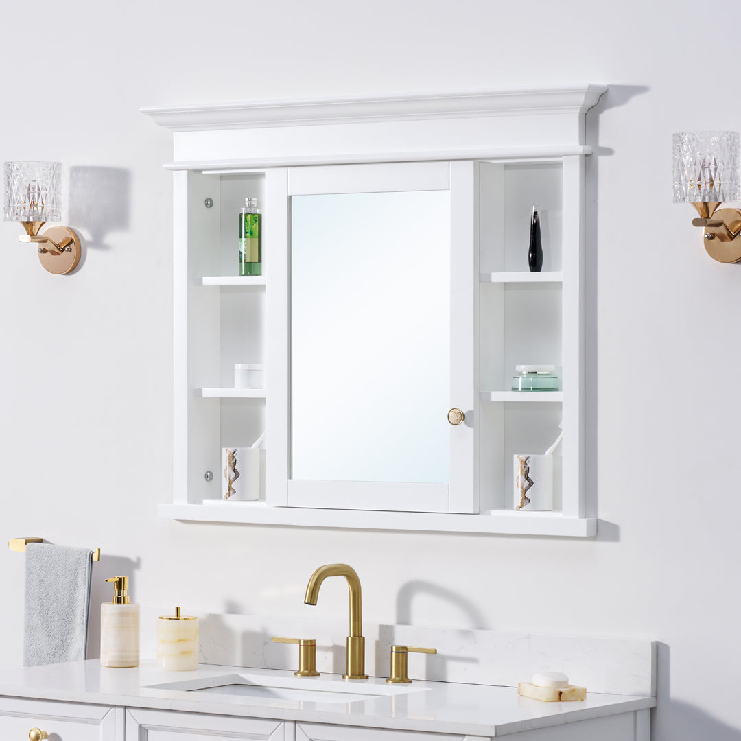 40 in.W x 32 in.H Recessed Bathroom Medicine Cabinet with Mirror in White