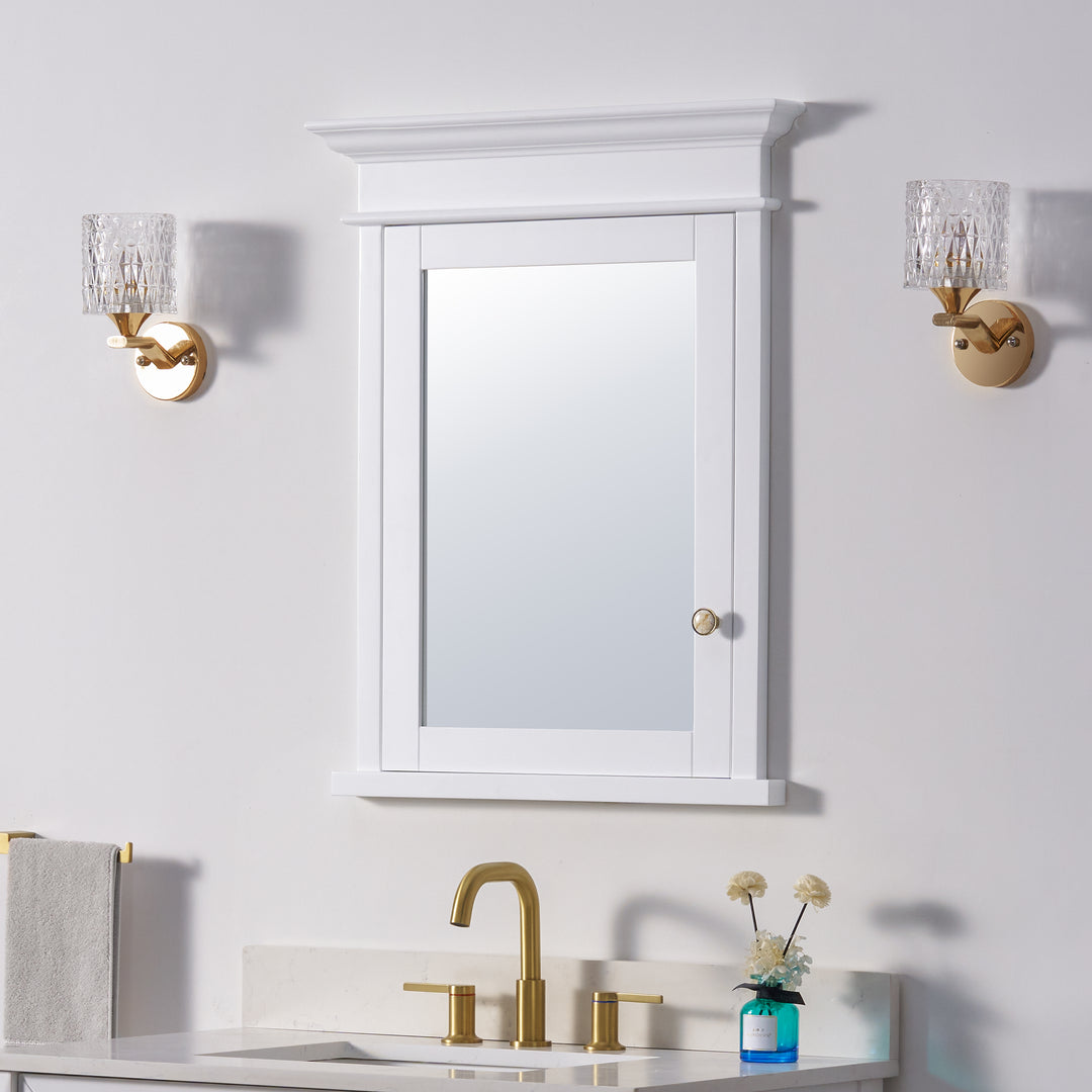 26 in.W x 32 in.H Recessed Bathroom Medicine Cabinet with Mirror in White