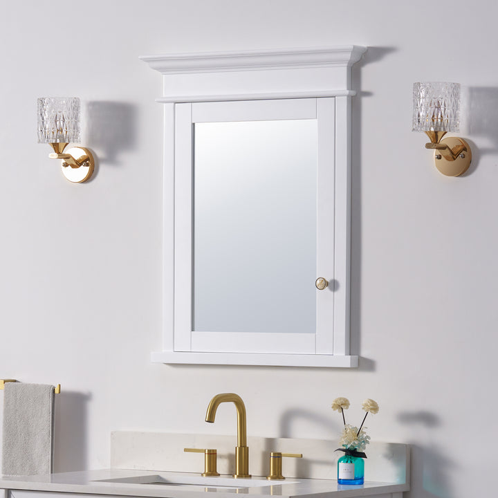 26 in.W x 32 in.H Recessed Bathroom Medicine Cabinet with Mirror in White