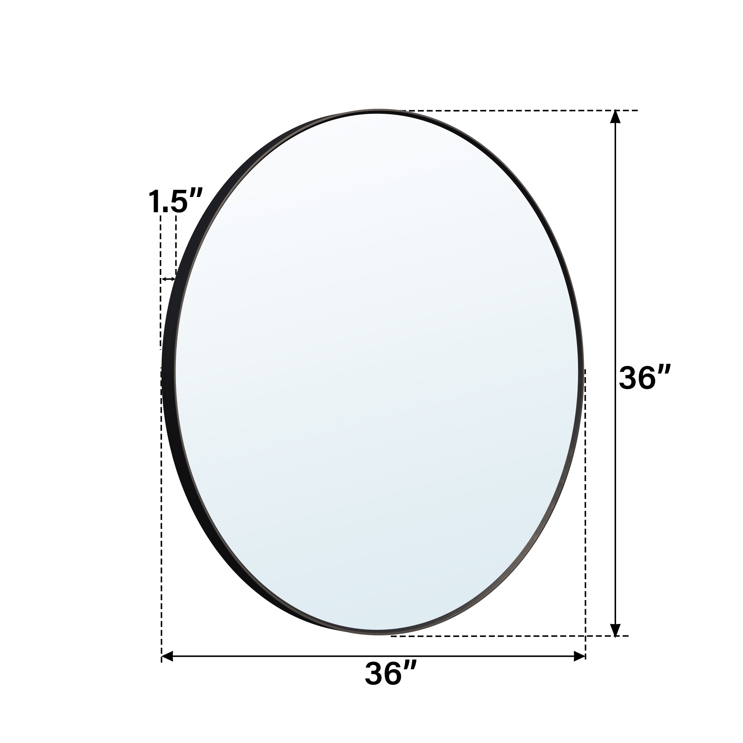 36 in. W x 36 in. H Black Modern Bathroom Mirror Round Framed Aluminum Wall Mirror