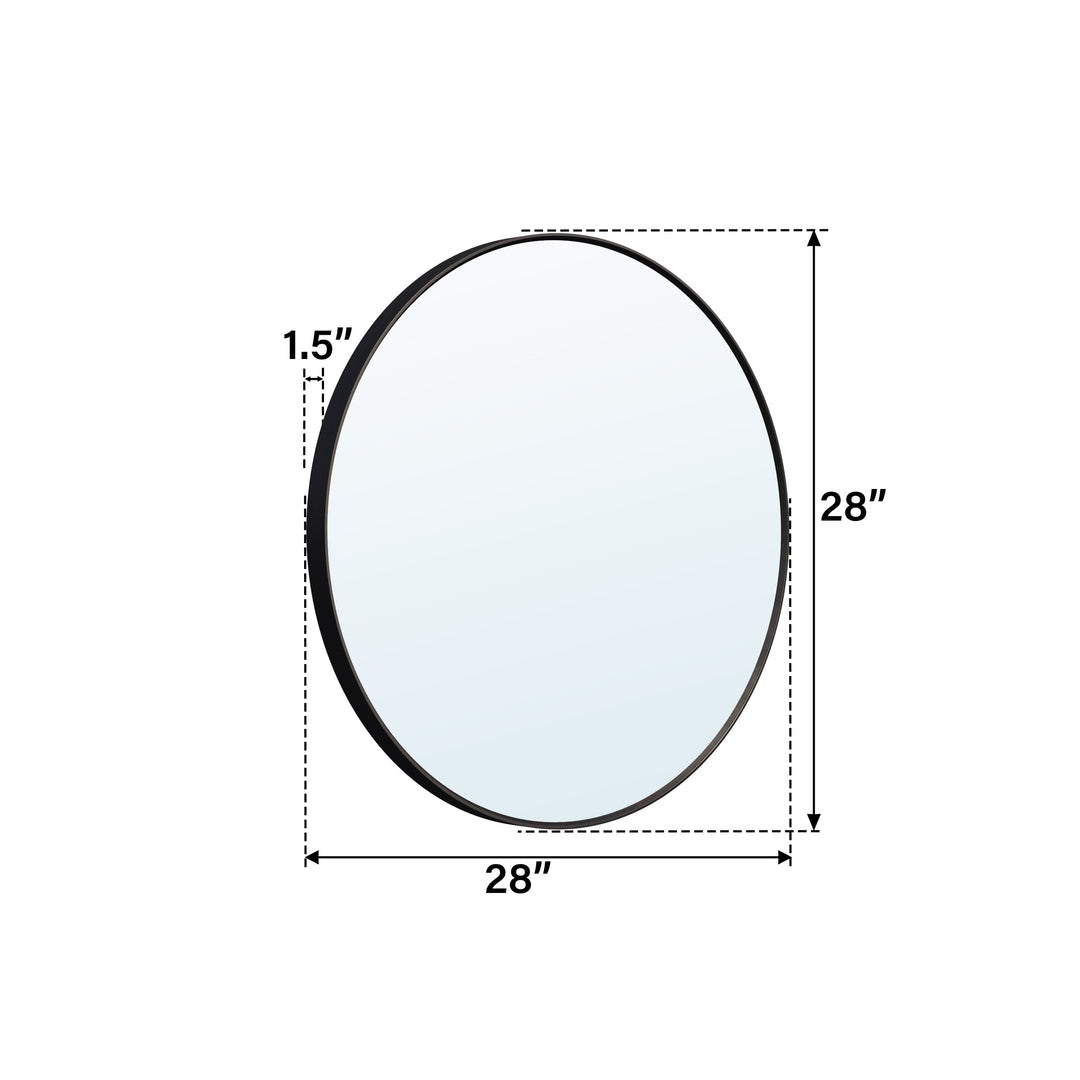 28 in. W x 28 in. H Black Modern Bathroom Mirror Round Framed Aluminum Wall Mirror