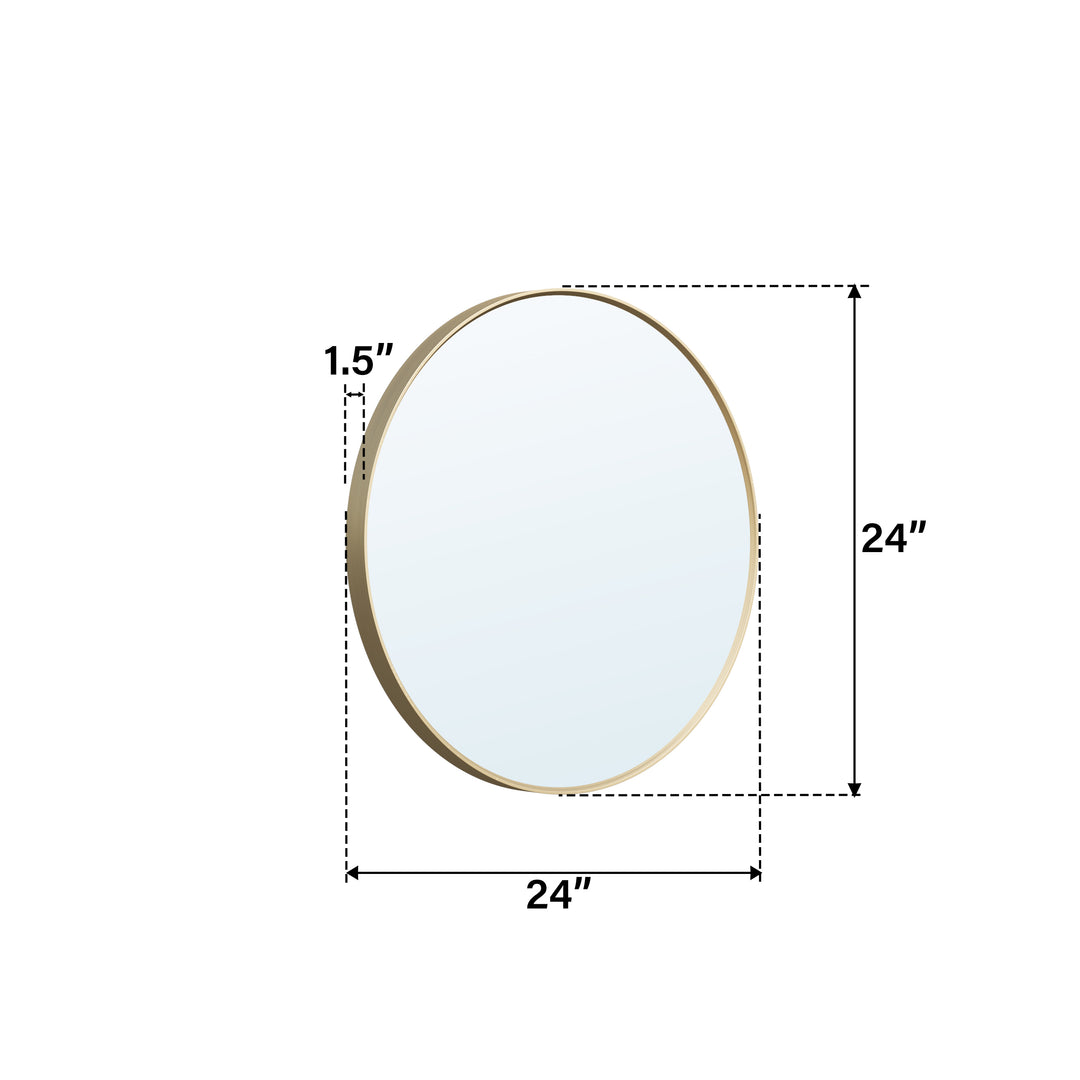 24 in. W x 24 in. H Brushed Gold Modern Bathroom Mirror Round Framed Aluminum Wall Mirror