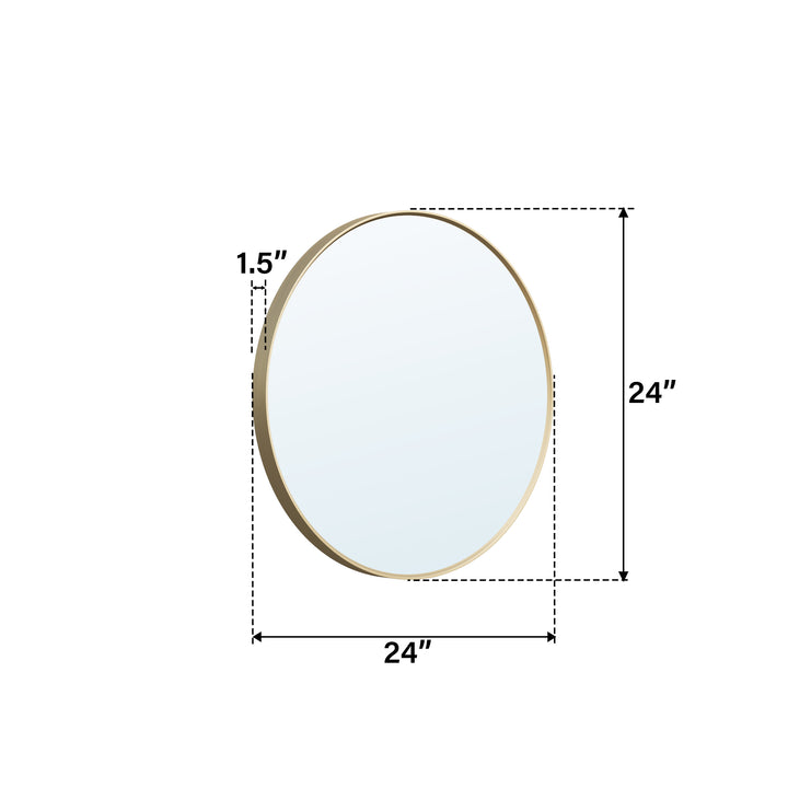 24 in. W x 24 in. H Brushed Gold Modern Bathroom Mirror Round Framed Aluminum Wall Mirror