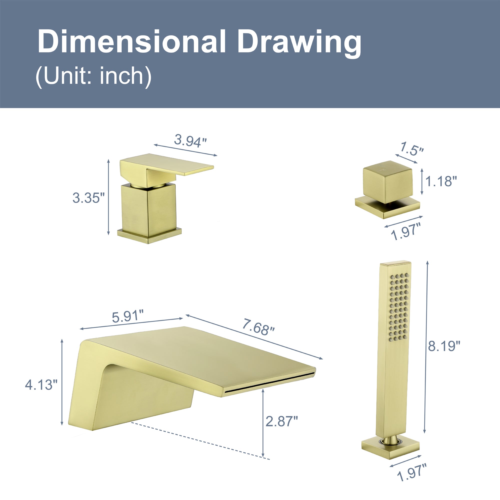 Deck Mounted Roman Tub Faucet with Handshower