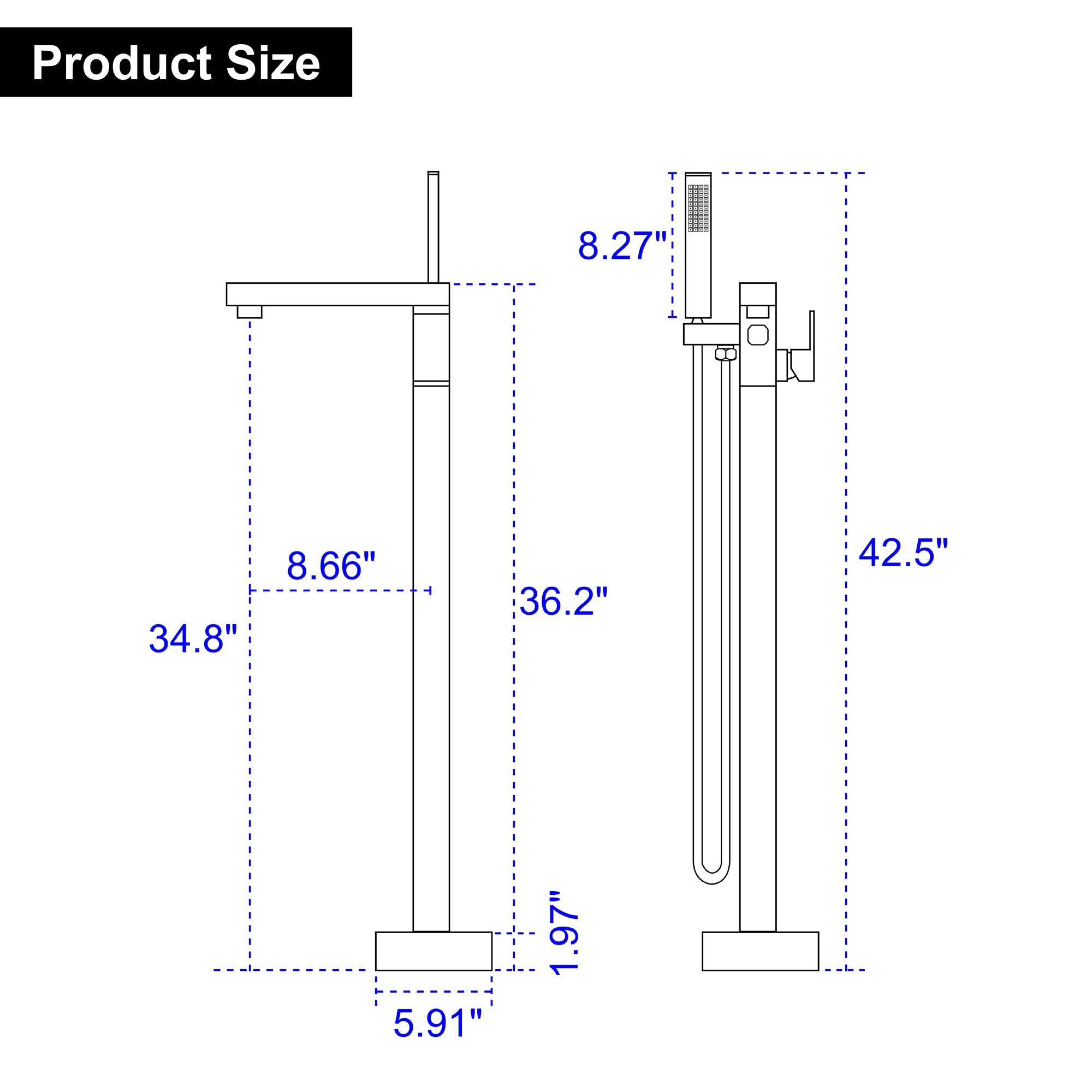 Single Handle Floor Mount Freestanding Tub Faucet with Hand Shower