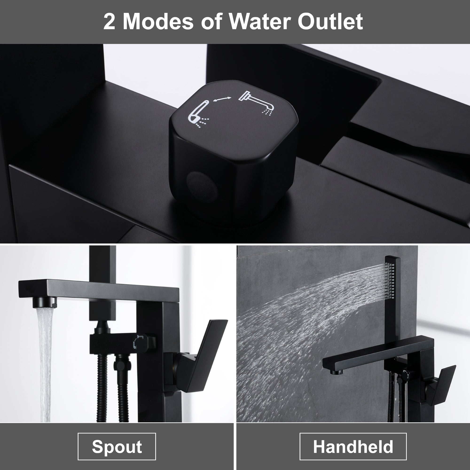 Single Handle Floor Mount Freestanding Tub Faucet with Hand Shower