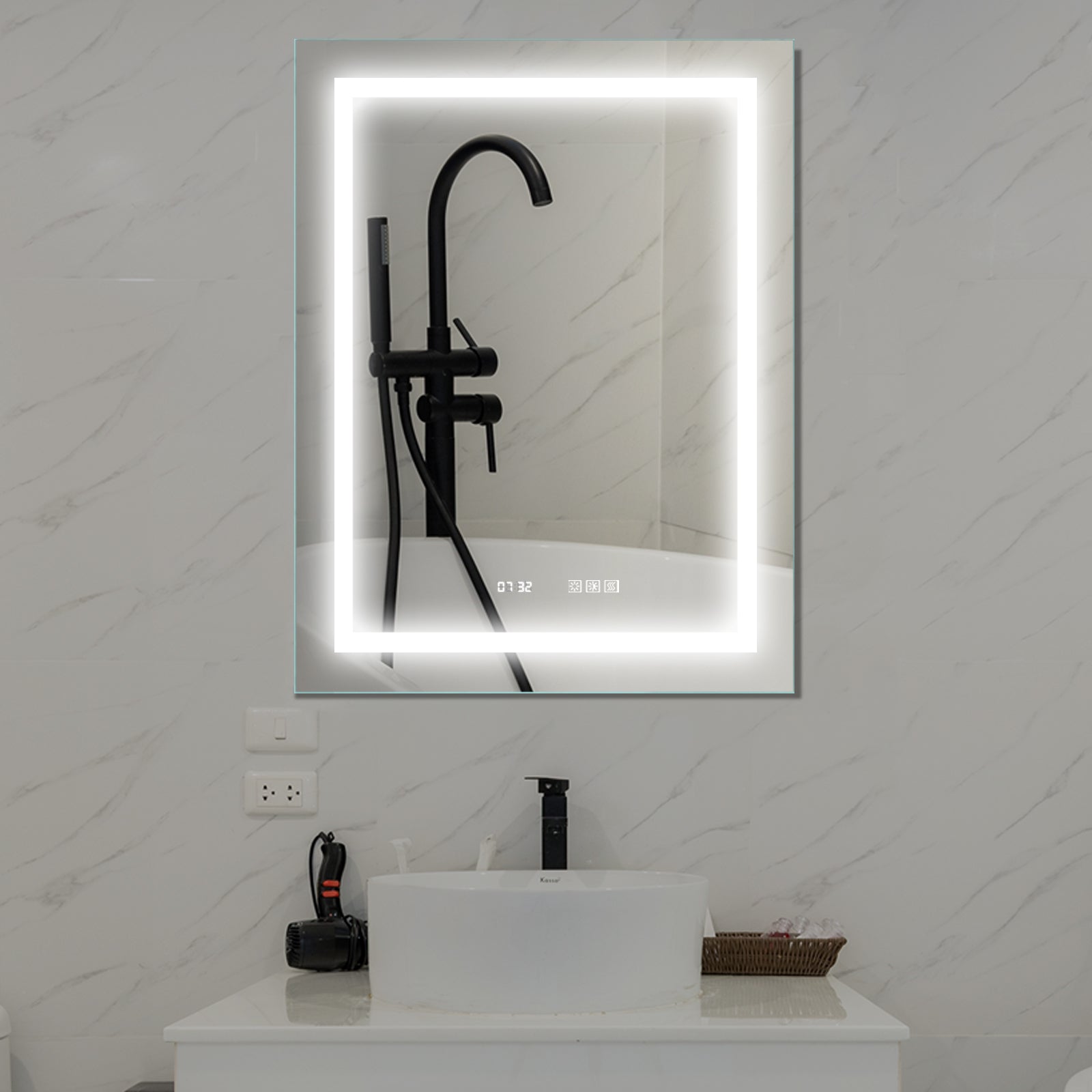 28 in. W x 36 in. H Rectangular Frameless LED Light Vertical and Horizontal Wall Mount Bathroom Vanity Mirror