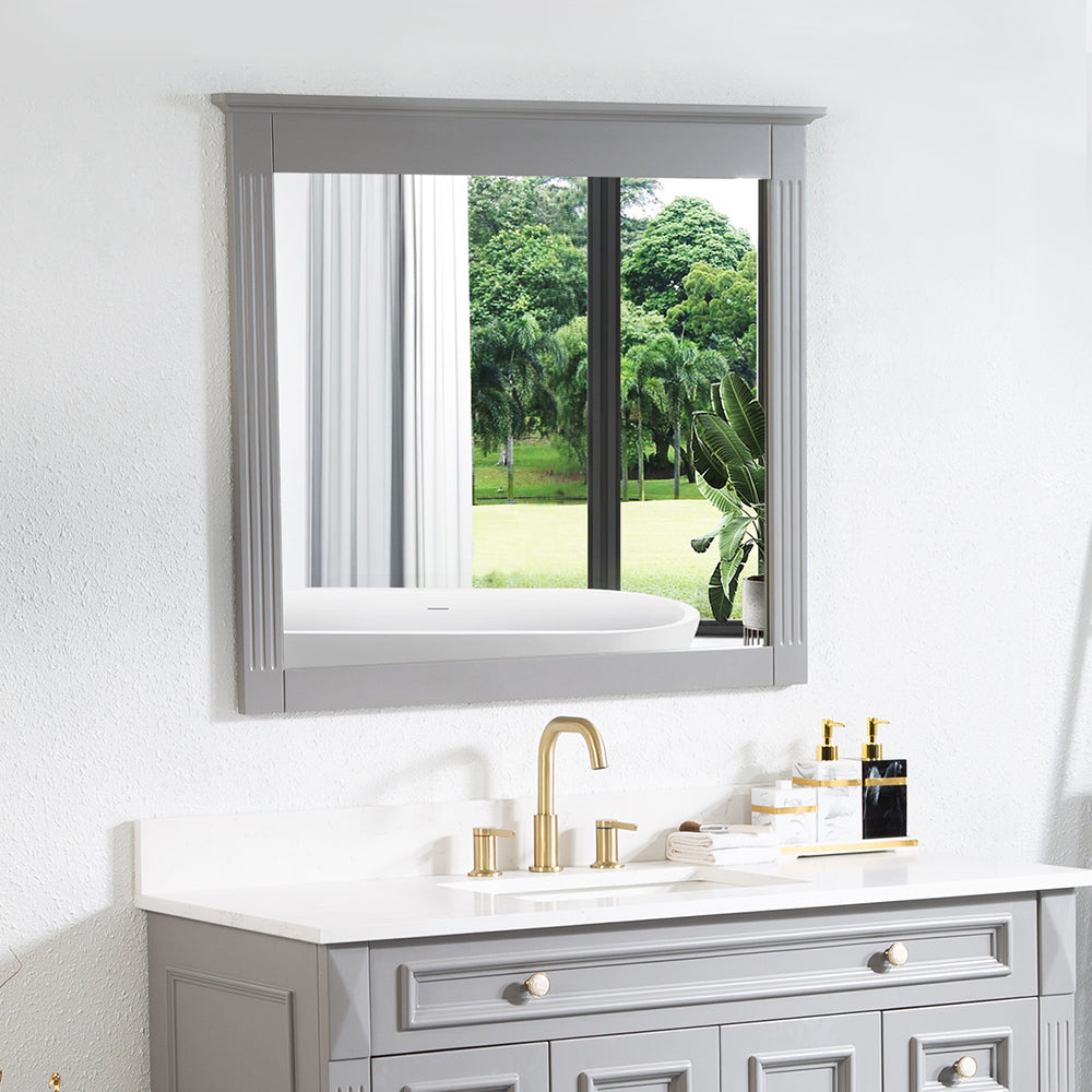 38 in. W x 33 in. H Solid Wood Bathroom Vanity Mirror