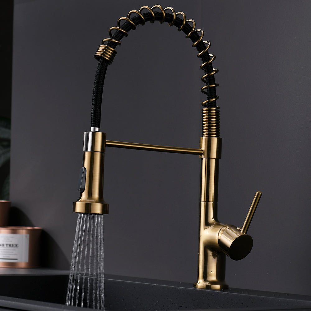 Modern Single Handle Spring Pull Down Kitchen Faucet