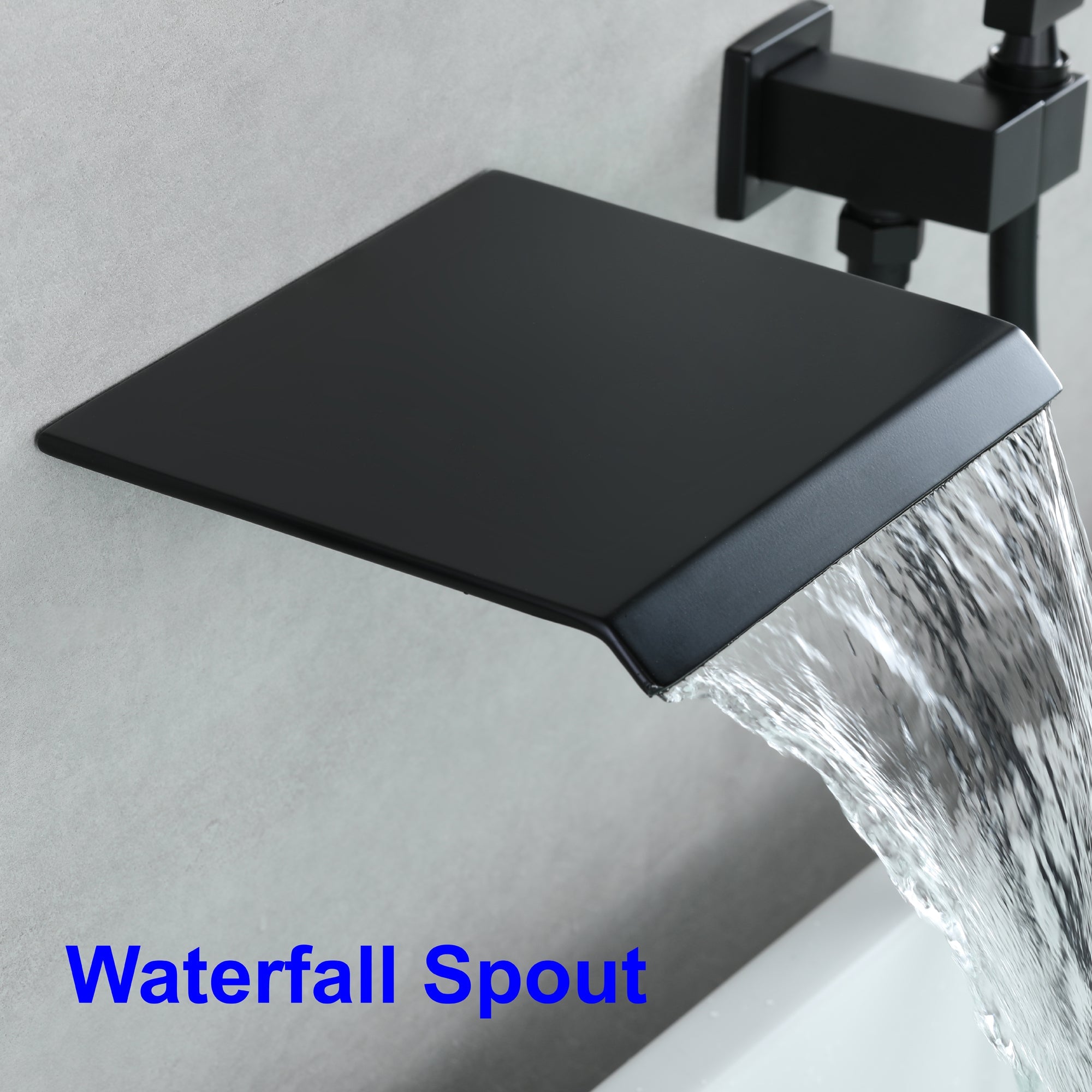 Matte fashion Black Waterfall Bathtub Faucet with Handheld Shower ef218