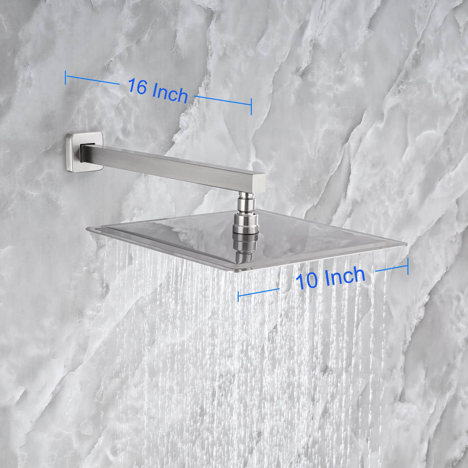 Single-Handle 1-Spray Square High Pressure Shower Faucet with 10 in. Shower Head