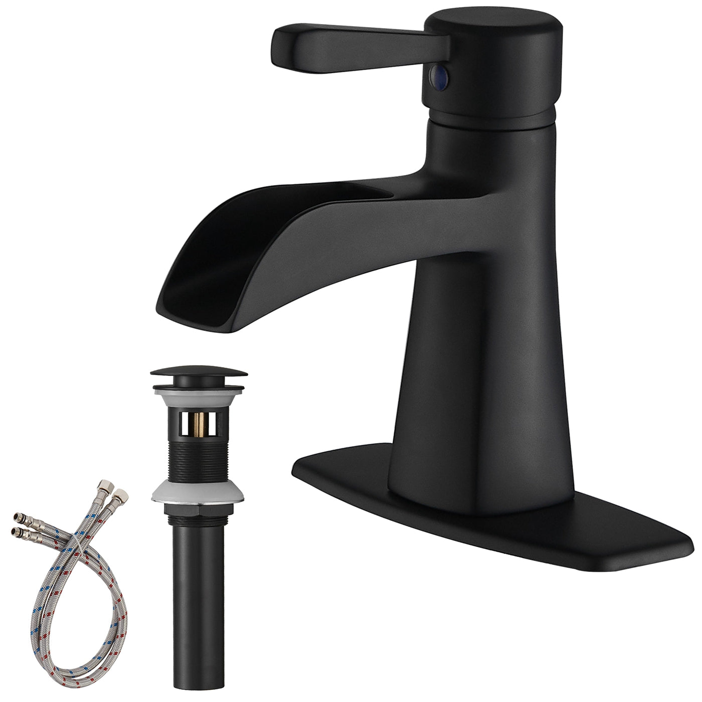 (x2) NIB Single Handle Waterfall Bathroom Faucets w/ Base store Plate & Pop-Up Drains