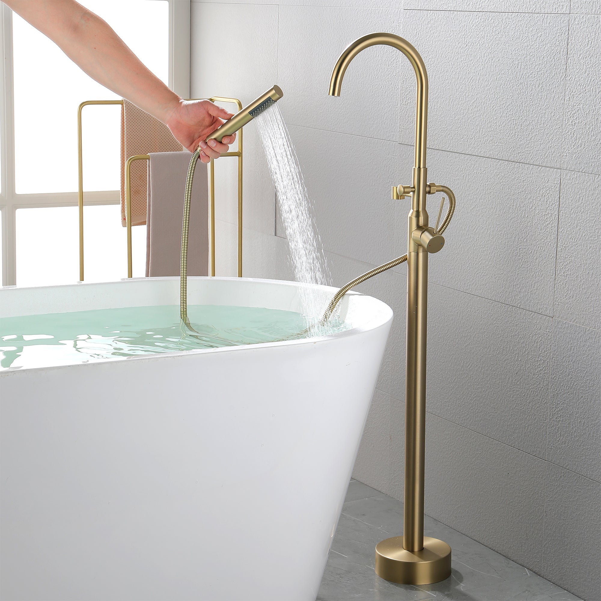 Single Handle Floor Mounted Clawfoot Tub Faucet