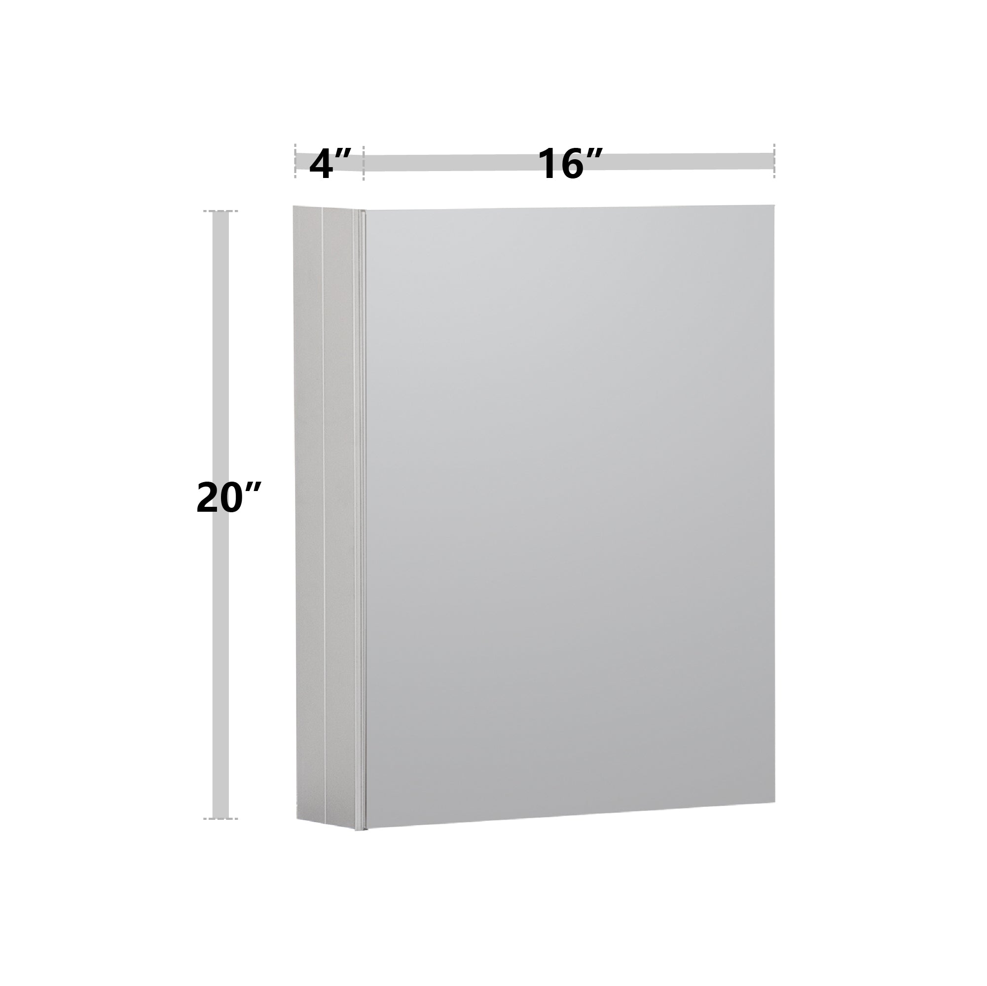 16 in. x 20 in. Frameless Recessed or Surface-Mount Beveled Single Mirror Bathroom Medicine Cabinet