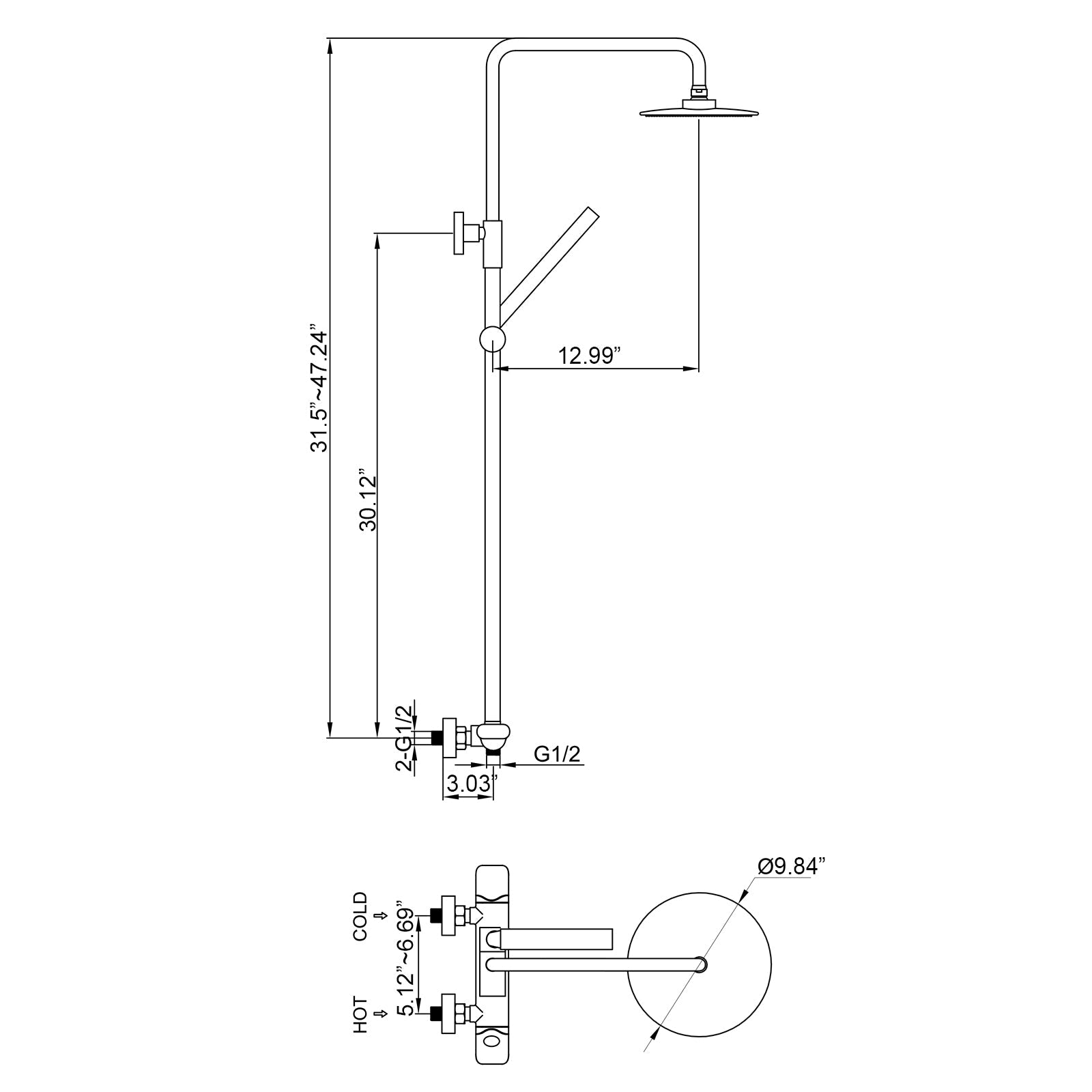 rain shower head systems