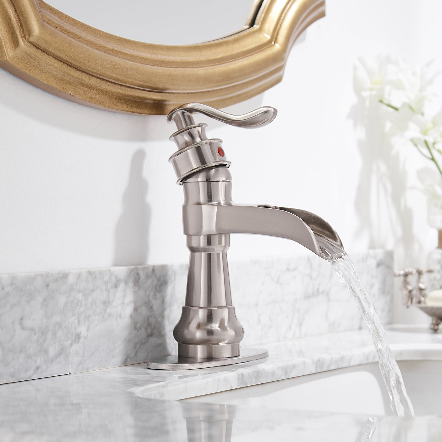 Slim Low Spout Single Handle Single Hole Bathroom Faucet