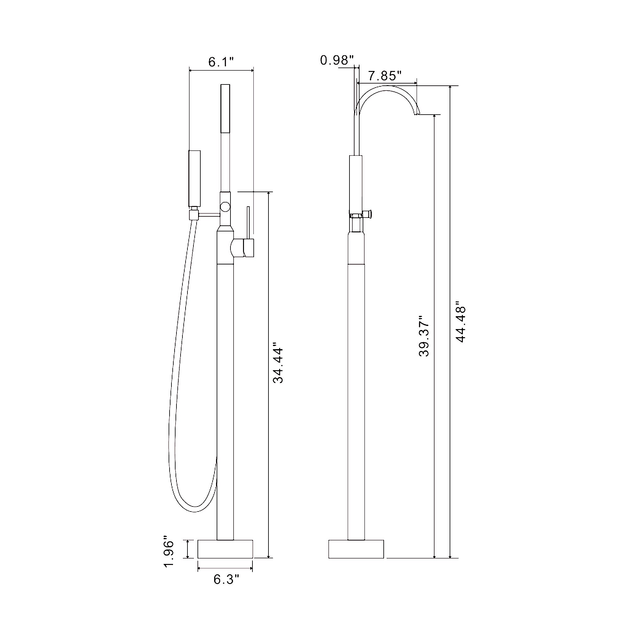 Single Handle Floor Mounted Clawfoot Tub Faucet