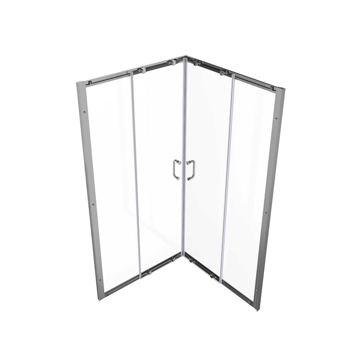 36 in. x 72 in. Corner Shower Door, Clear Glass, Double Sliding Doors, with Handle in Chrome