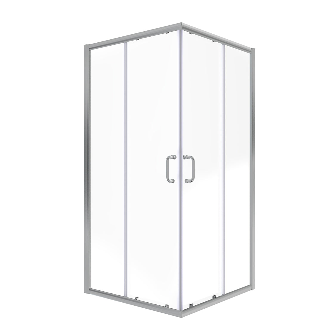 36 in. x 72 in. Corner Shower Door, Clear Glass, Double Sliding Doors, with Handle in Chrome